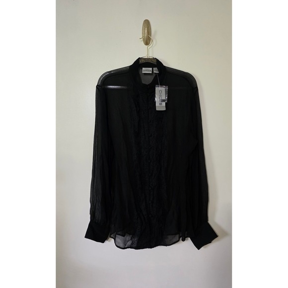 NWT Chico's 100% Silk Blouse Sheer Long Sleeve Whimsigoth Fairygrunge Ruffle - Picture 1 of 7